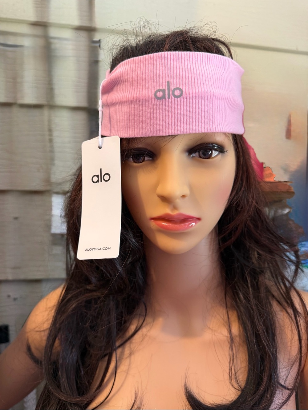 ALO Yoga Wide Pink Headband - Soft Stretch Workout Band - Picture 2 of 6